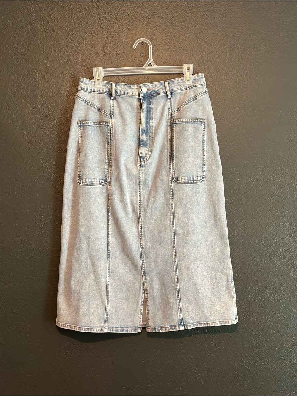 NWOT Polagram Light Blue Denim Midi Skirt